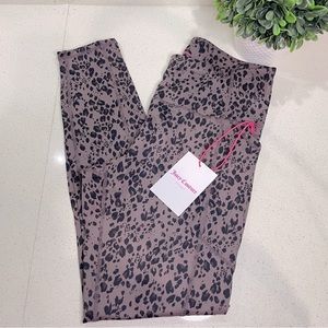 NEW Juicy Couture Sport Brown Black Cheetah Print Workout Ankle Length Leggings‎